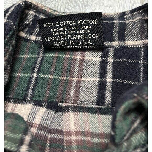 The Vermont Flannel Company Flannel Button Down Mens Small Plaid Black Green - Picture 3 of 5